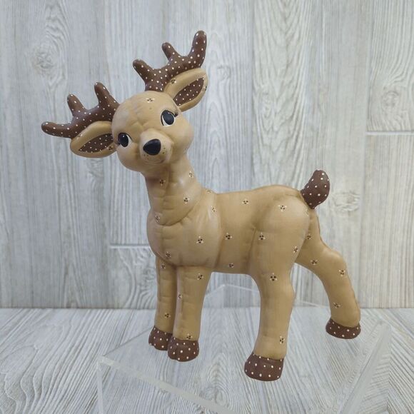 Vintage Handmade Painted Ceramic Christmas Reindeer Decor Tabletop Mold - Picture 1 of 9